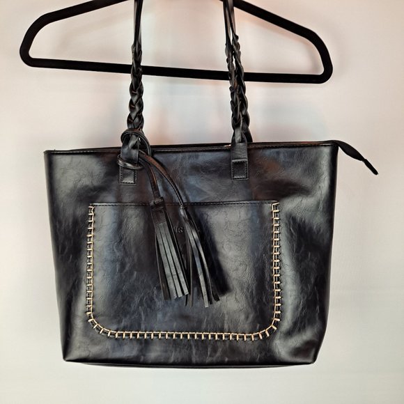 Ourbag Black Tote-Style Bag with Tassel Large - Picture 1 of 8